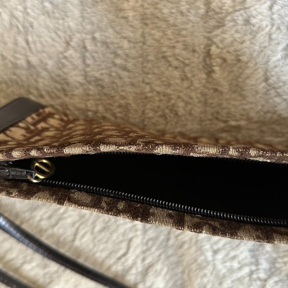 CHRISTIAN DIOR Authentic Vintage Shoulder Clutch Bag Canvas Leather Bord… - Picture 6 of 11